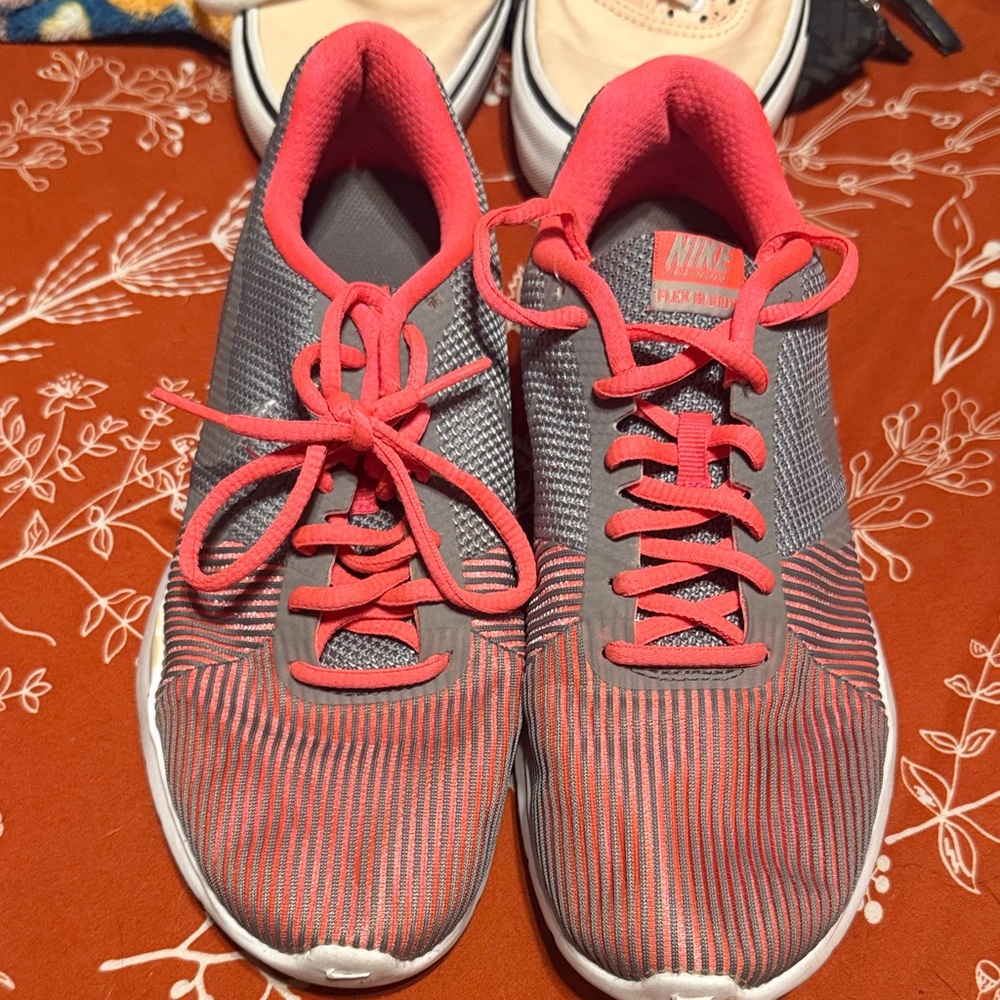Nike Gray and Coral Athletic Sneakers